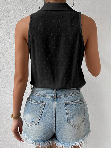 Swiss Dot Button Front Shirt Bodysuit