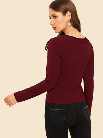 Privé Tie Neck Raglan Sleeve Top