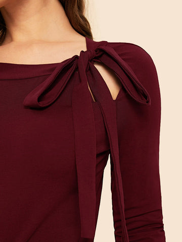 Privé Tie Neck Raglan Sleeve Top