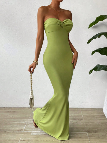 Twist Front Tube Dress