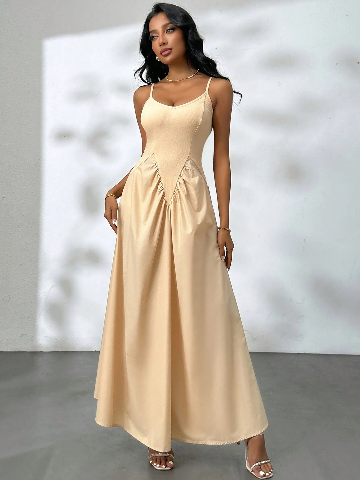 WomenElegant & Fashionable Urban Style Irregular Waist Design Knit & Weave Spliced Dress With