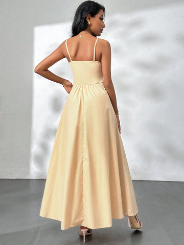 WomenElegant & Fashionable Urban Style Irregular Waist Design Knit & Weave Spliced Dress With
