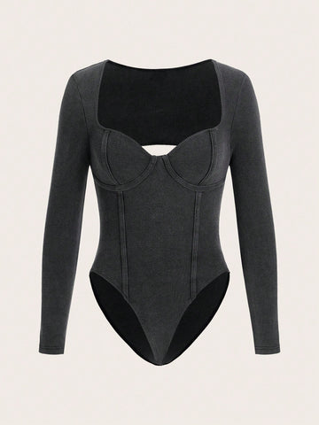 Women'S Backless Ribbed Bodysuit