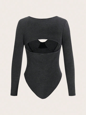 Women'S Backless Ribbed Bodysuit