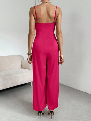 Women'S Exaggerated Three-Dimensional Flower-Embellished Suspender Jumpsuit