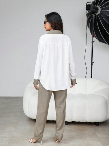 Women'S Plaid Shirt And Pants Set