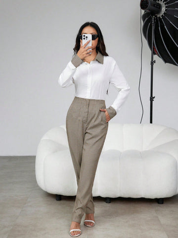 Women'S Plaid Shirt And Pants Set