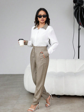 Women'S Plaid Shirt And Pants Set