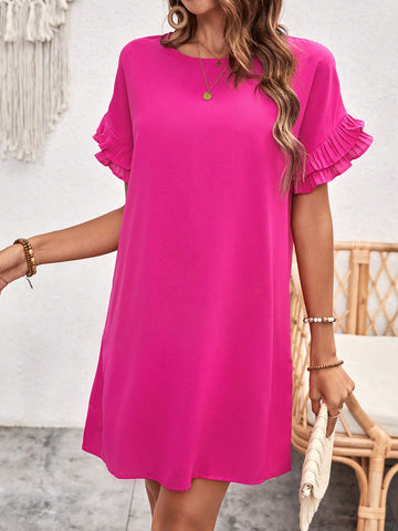 Women'S Round Neck Straight Dress