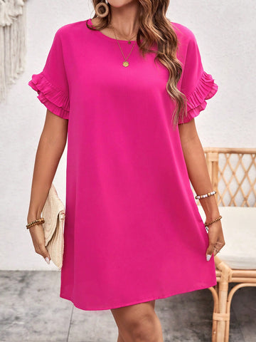 Women'S Round Neck Straight Dress