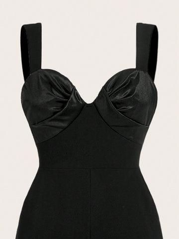 Women'S Ruched Bust Wide Strap Jumpsuit