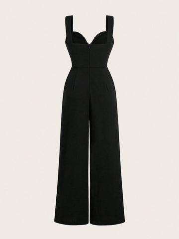 Women'S Ruched Bust Wide Strap Jumpsuit