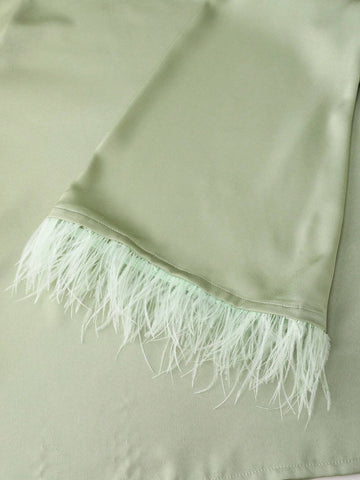 Privé Women"S Solid Color Fringe Long Sleeve Simple Blouse, Casual Everyday Wear