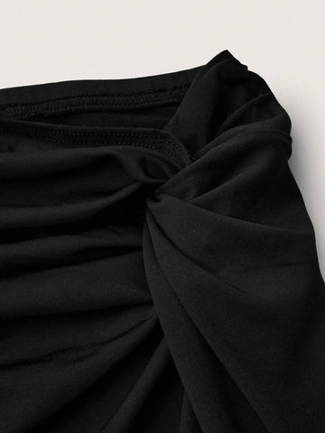 Women Exaggerated 3D Floral Decor One Shoulder Sleeveless Jumpsuit And Pleated Skirt Gorgeous Elegant 2pcs Set