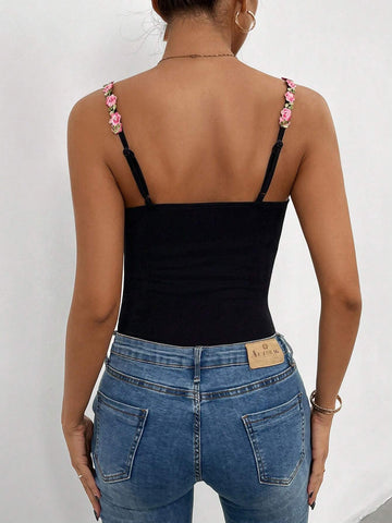 Women Lace Floral Decorated Spring/Summer Jumpsuit