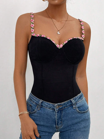 Women Lace Floral Decorated Spring/Summer Jumpsuit