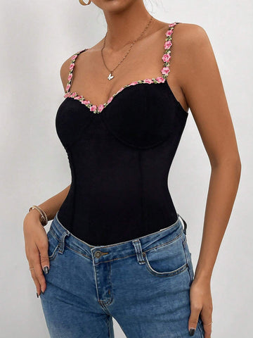 Women Lace Floral Decorated Spring/Summer Jumpsuit