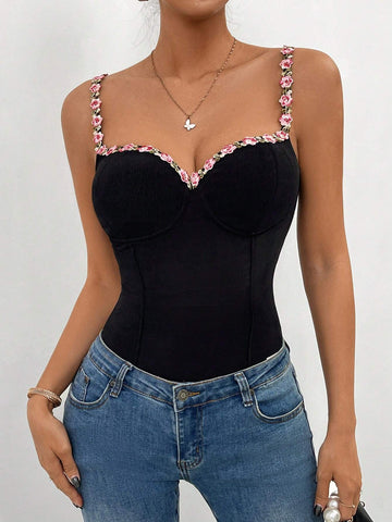 Women Lace Floral Decorated Spring/Summer Jumpsuit