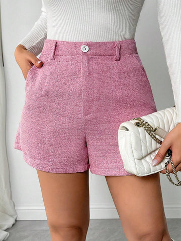 Privé Women Pink Chunky Knit Casual Shorts