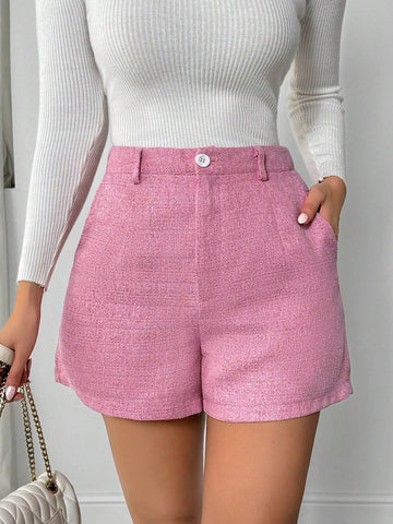 Privé Women Pink Chunky Knit Casual Shorts