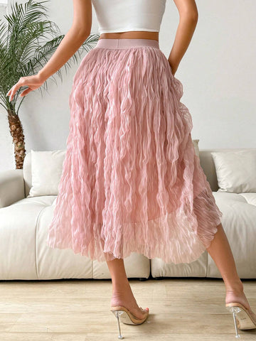 Privé Women Solid Color Knitted Long Summer Skirt