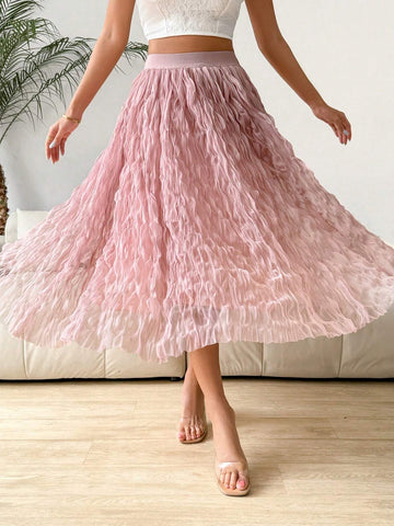 Privé Women Solid Color Knitted Long Summer Skirt