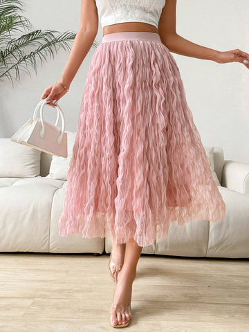 Privé Women Solid Color Knitted Long Summer Skirt