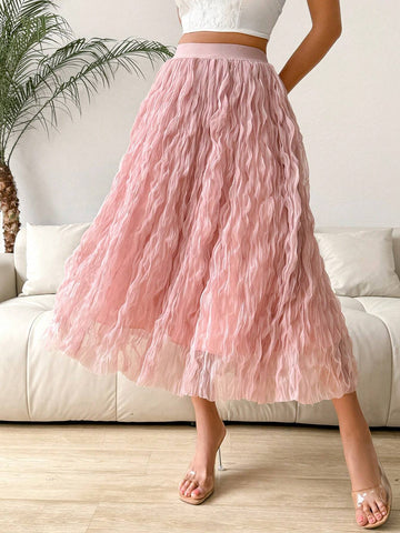 Privé Women Solid Color Knitted Long Summer Skirt