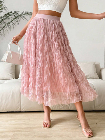 Privé Women Solid Color Knitted Long Summer Skirt