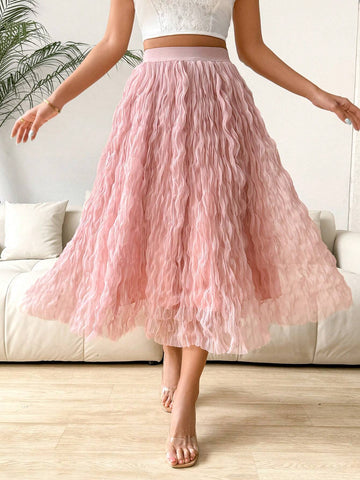 Privé Women Solid Color Knitted Long Summer Skirt