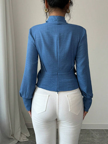 Privé Women V-Neck Front Gathered Waist Casual Blouse