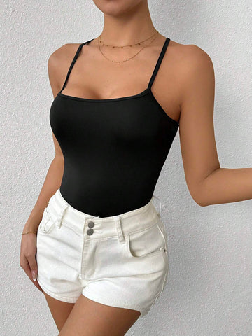 Women's Backless Spaghetti Strap Bodysuit For Parties, Dates, Weddings