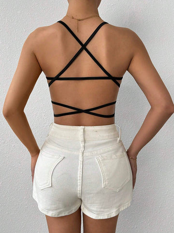 Women's Backless Spaghetti Strap Bodysuit For Parties, Dates, Weddings