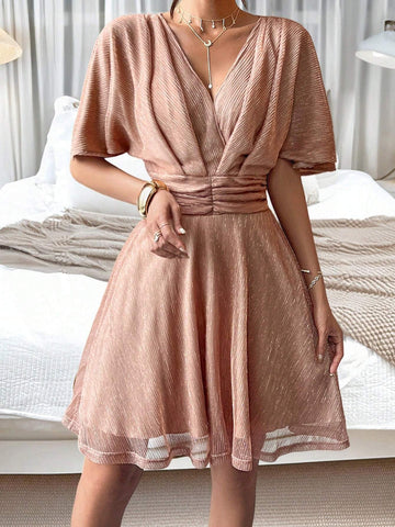 Women's Batwing Sleeve Waist-Cinched Dress