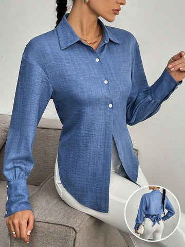 Privé Women's Bow Back Long Sleeve Blouse