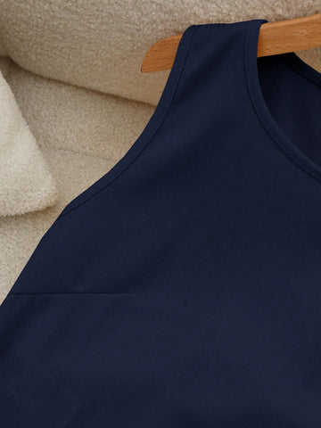 Privé Women's Bow Decoration Solid Color Round Neck Sleeveless Simple Casual Shirt