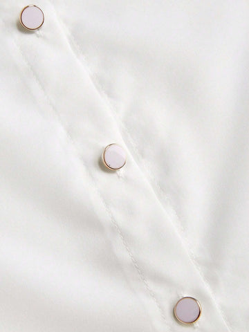 Privé Women's Casual White Shirt With Lantern Sleeves