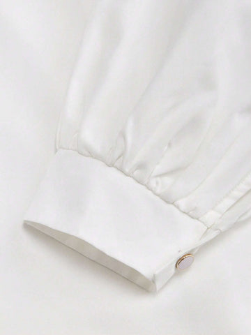 Privé Women's Casual White Shirt With Lantern Sleeves