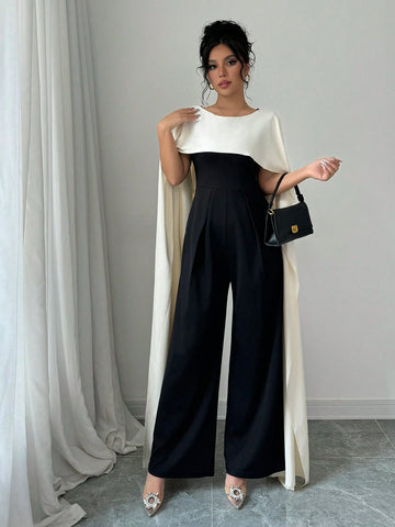 Women's Color Block Loose Jumpsuit