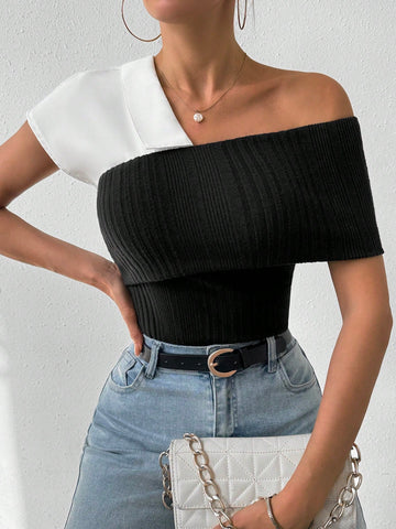 Women's Color Block Ribbed Bodysuit