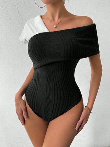 Women's Color Block Ribbed Bodysuit