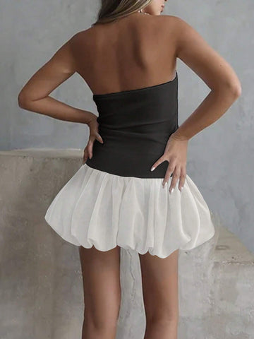Women's Color Block Strapless Simple Daily Summer Dress