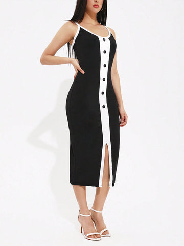 Women's Contrasting Bodycon Cami Dress