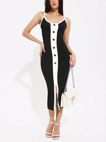 Women's Contrasting Bodycon Cami Dress