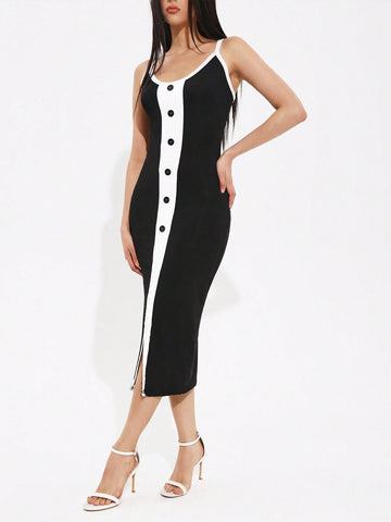 Women's Contrasting Bodycon Cami Dress
