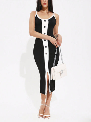 Women's Contrasting Bodycon Cami Dress