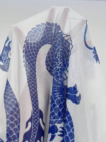 Women's Dragon Pattern Full Print Mesh Fashionable 2pcs Set