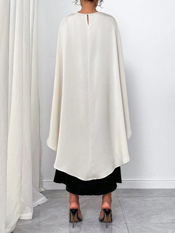 Women's Elegant Contrast Color Waist Cinched Dress, Summer