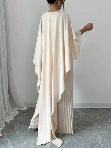 Women's Elegant Minimalist Solid Color Pleated Jumpsuit, Autumn