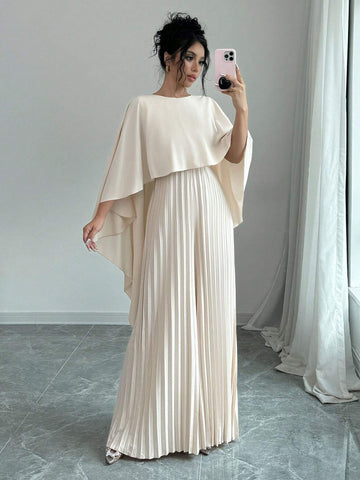 Women's Elegant Minimalist Solid Color Pleated Jumpsuit, Autumn